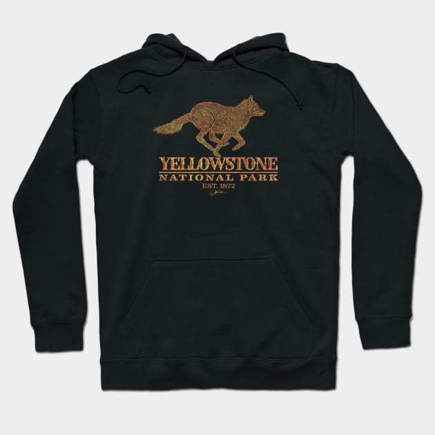 Yellowstone National Park Running Wolf Hoodie by jcombs